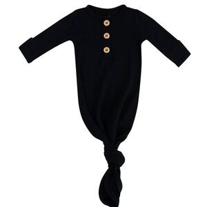 Caden Lane Solid Black bamboo Baby Knot Gown